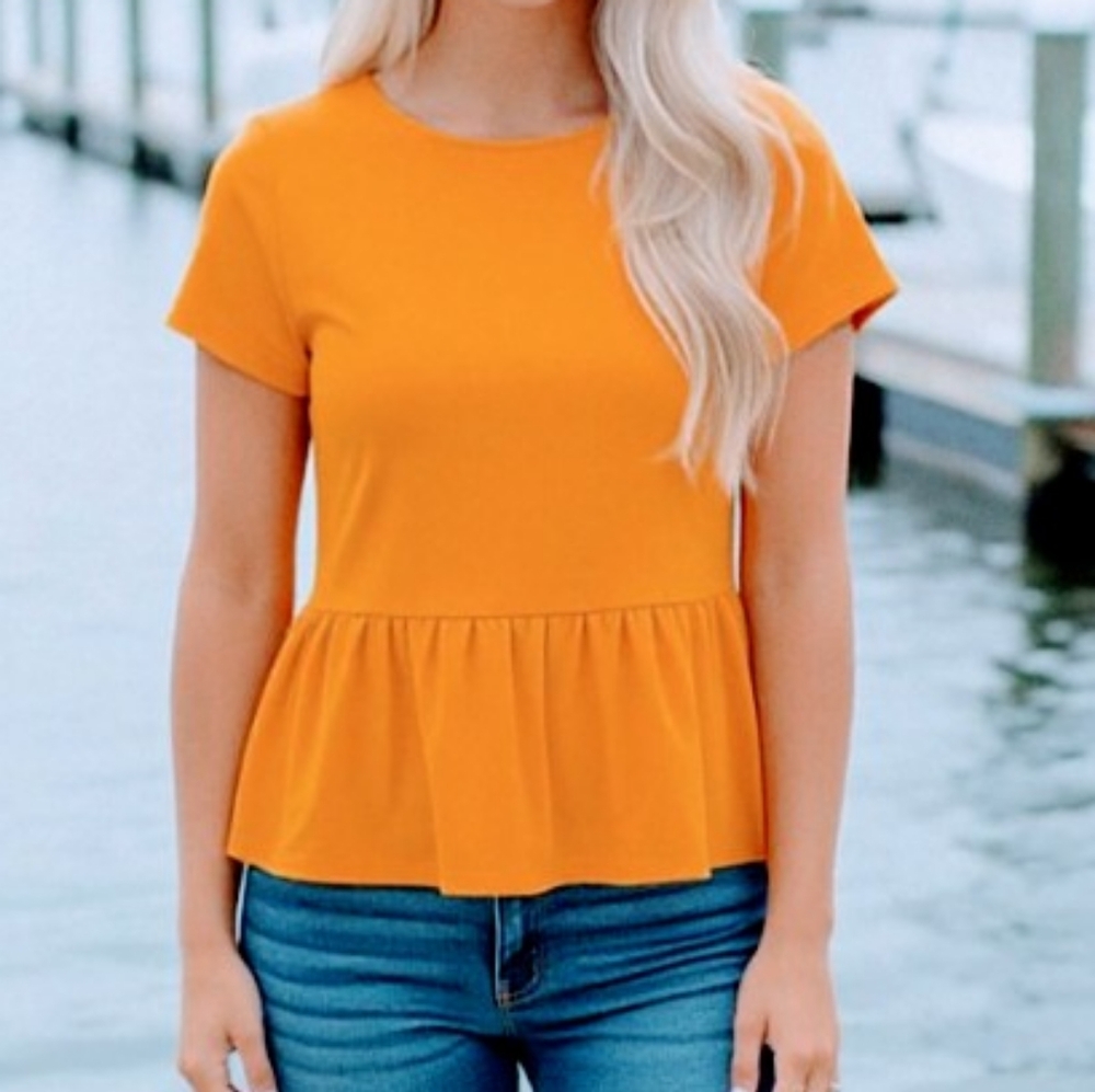 SHEIN Mustard Yellow Peplum Top